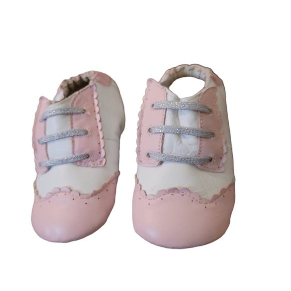 New Robeez Mini Shoez Pink white Slip on Slip on Slippers Shoes elastic backs - Picture 3 of 6